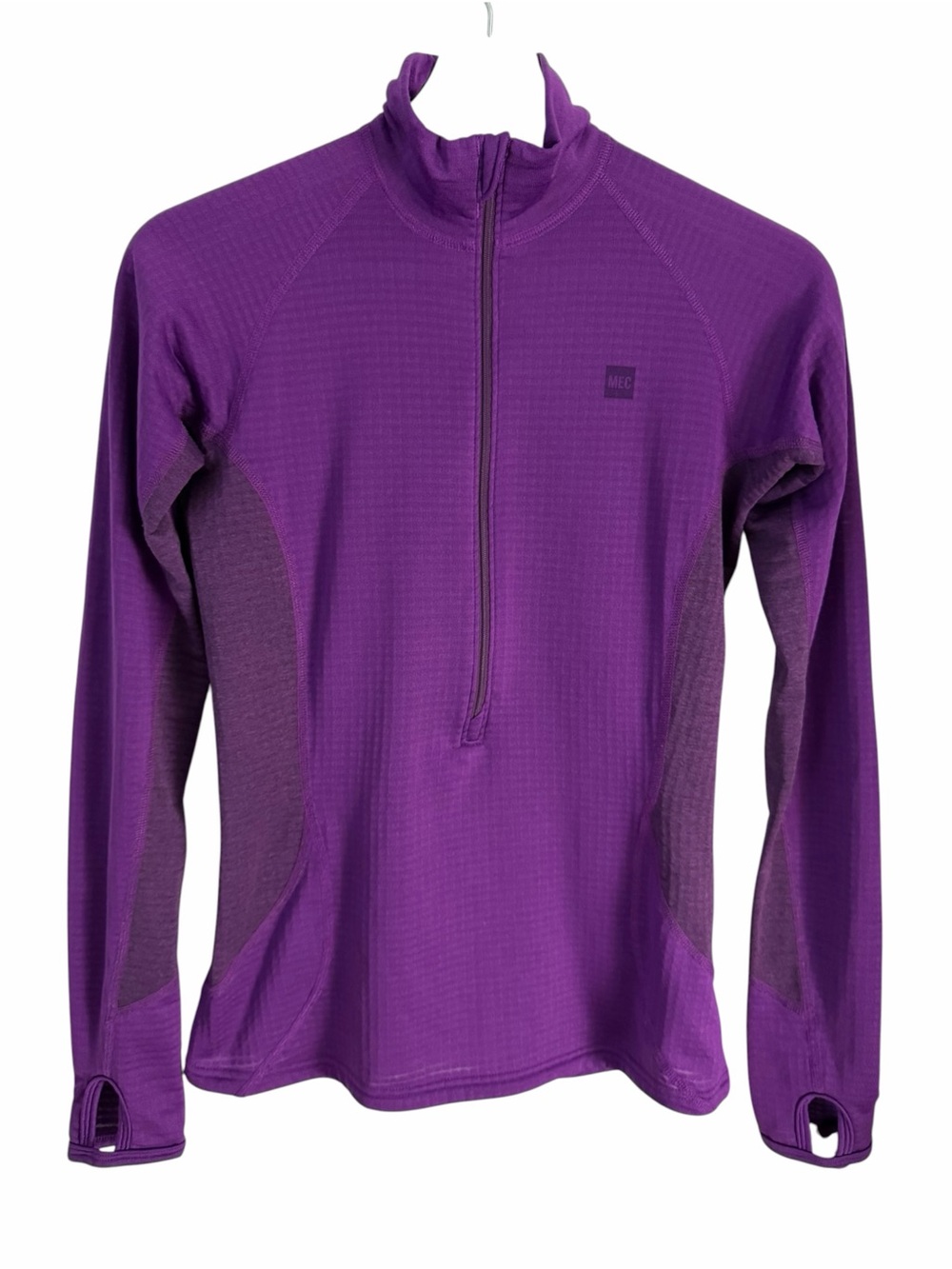 MEC Purple Polartec Grid Fleece Half Zip Pullover Thumbholes Women's S